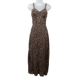 VICTORIAS SECRET Leopard‎ Fitted Gown Chemise Slip Dress Mob Wife Animal Print M